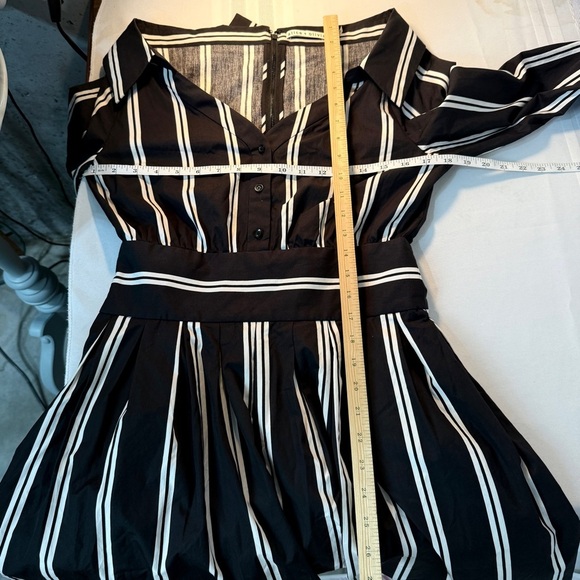 Alice + Olivia Black White 3/4 Sleeve midi Dress wedding guest shower size 6 - Picture 12 of 16